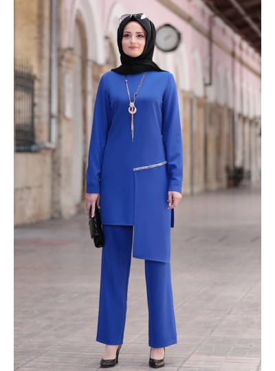 Derin Tesettür Takım - Saks - Fuval Moda